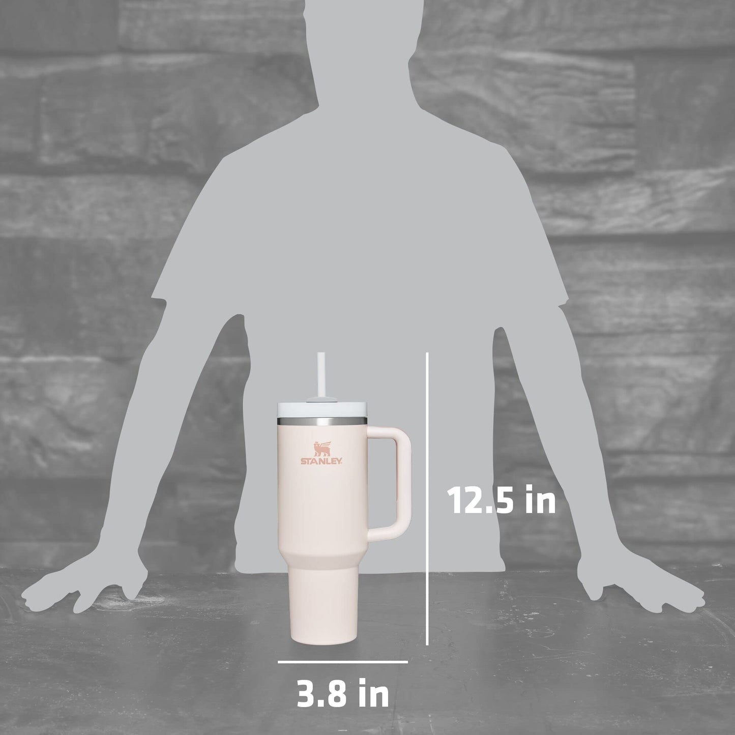 Stanley Quencher H2.0 FlowState Stainless Steel Vacuum Insulated Tumbler with Lid and Straw for Water, Iced Tea or Coffee, Smoothie and More, Rose Quartz, 40 OZ / 1.18 L