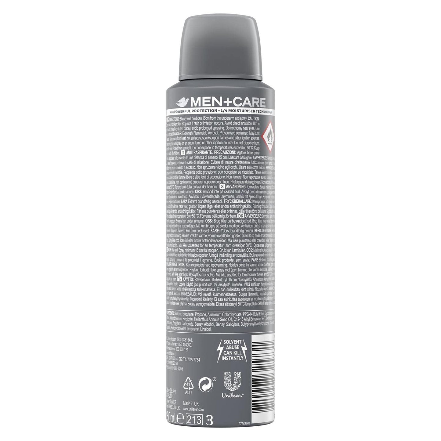 Men + Care Cool Fresh Spray Deodorant & Anti-Perspirant 150ml / 5.07 Oz International Version (Set of 6)