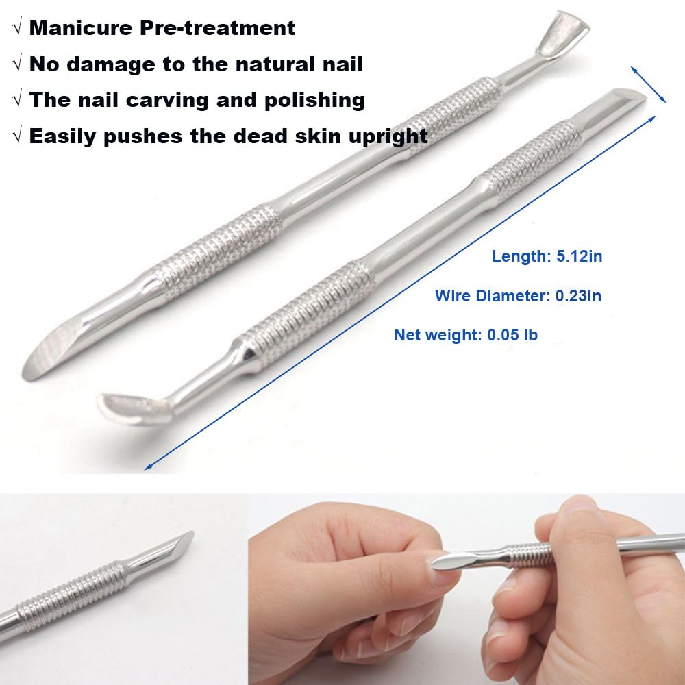 HaimiLiya Pre-treatment Cuticle Pusher, Russian Prep Nail Pushers, Dual Ended Cuticle Remover with 100/180 Grit Sandpaper Sheets, Nail Care for Manicure Pedicure Nail Art