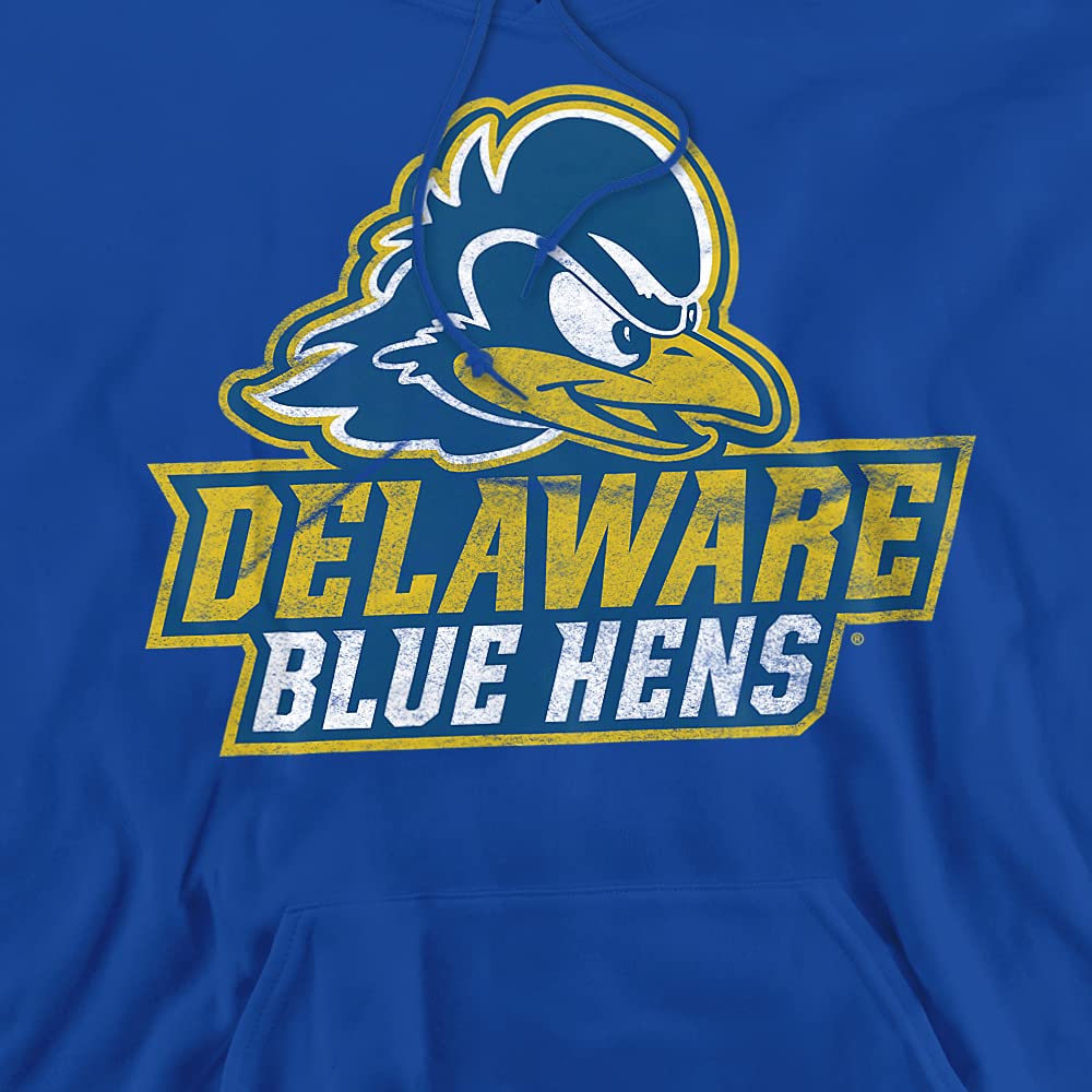 University of Delaware Official Distressed Primary Unisex Adult Pull-Over Hoodie,Royal Blue, Large