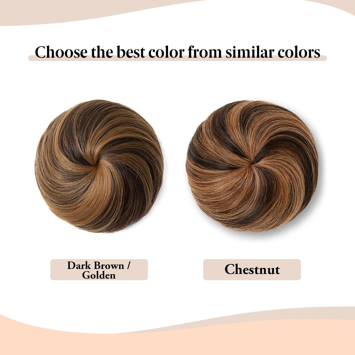 SARLA Drawstring Hair Bun Extension Dark Brown/Golden Synthetic Fake Ballet Bun Hair Piece for Women Girls Lady Updo Donut Chignon