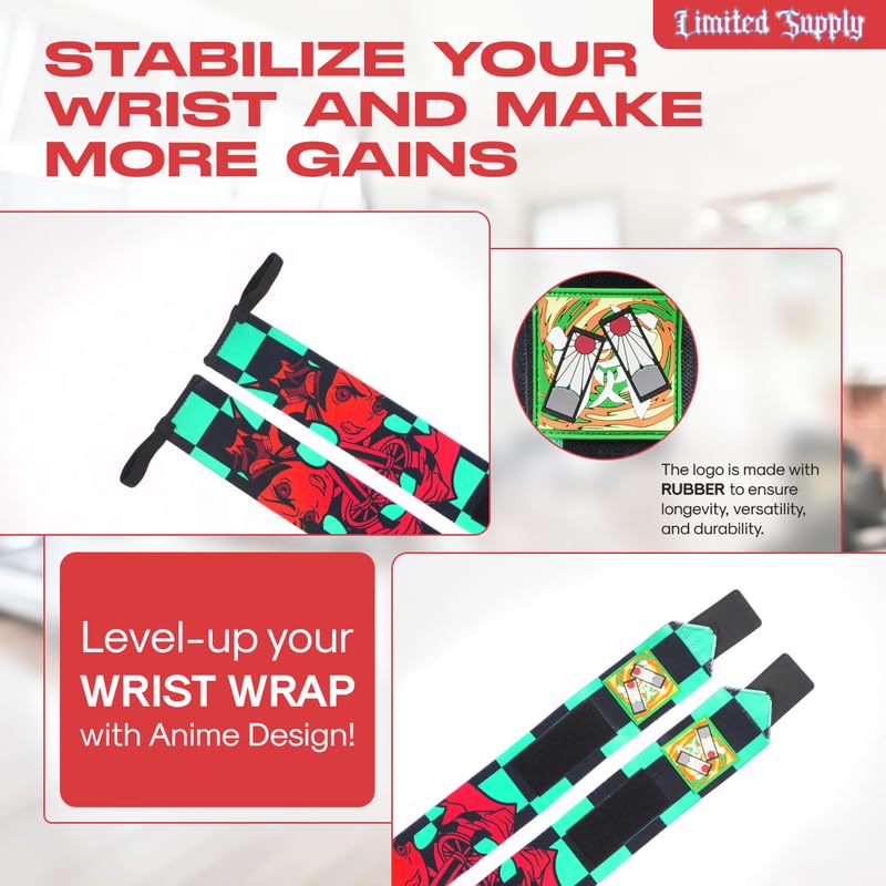 CROWN Anime Wrist Wraps 3 Pairs Bundle - 24" Lifting Straps for Men and Women - Gym Accessories Support Weightlifting, Powerlifting, Strength Training, Workout (Trinity A)