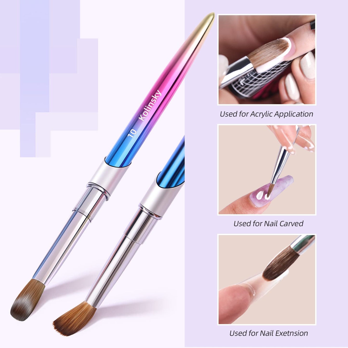 100% Kolinsky Acrylic Nail Brush Size 16,Pure Handmade Round Shape Nail Brushes For Acrylic Application,Professional Nail Art Brush Manicure for Women (#16)