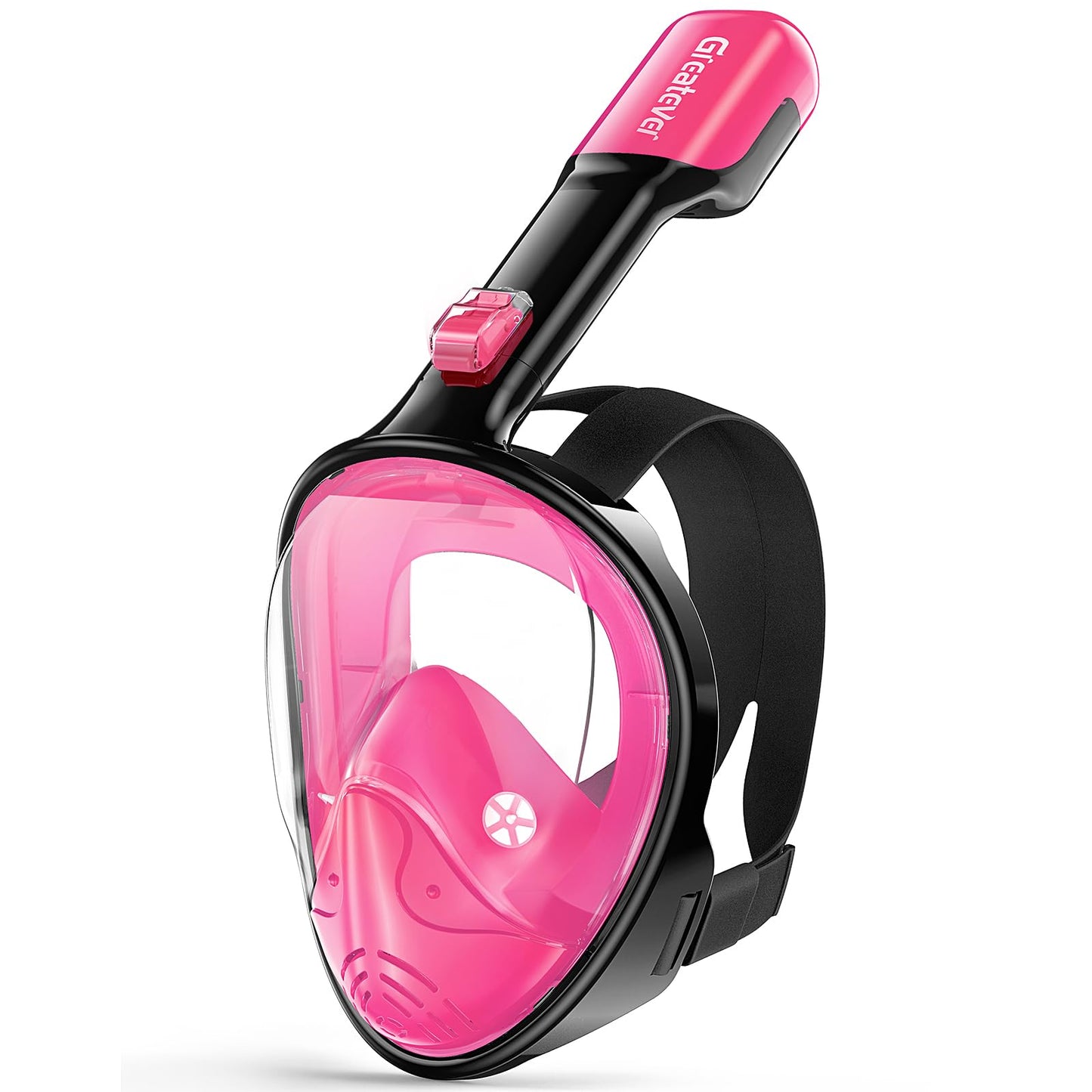 Greatever Full Face Snorkel Mask, Snorkeling Gear for Adults with Latest Dry Top Breathing System and Detachable Camera Mount, Snorkel Mask Adult, Snorkels Anti-Fog & Anti-Leak(Plum Pink, L/XL)