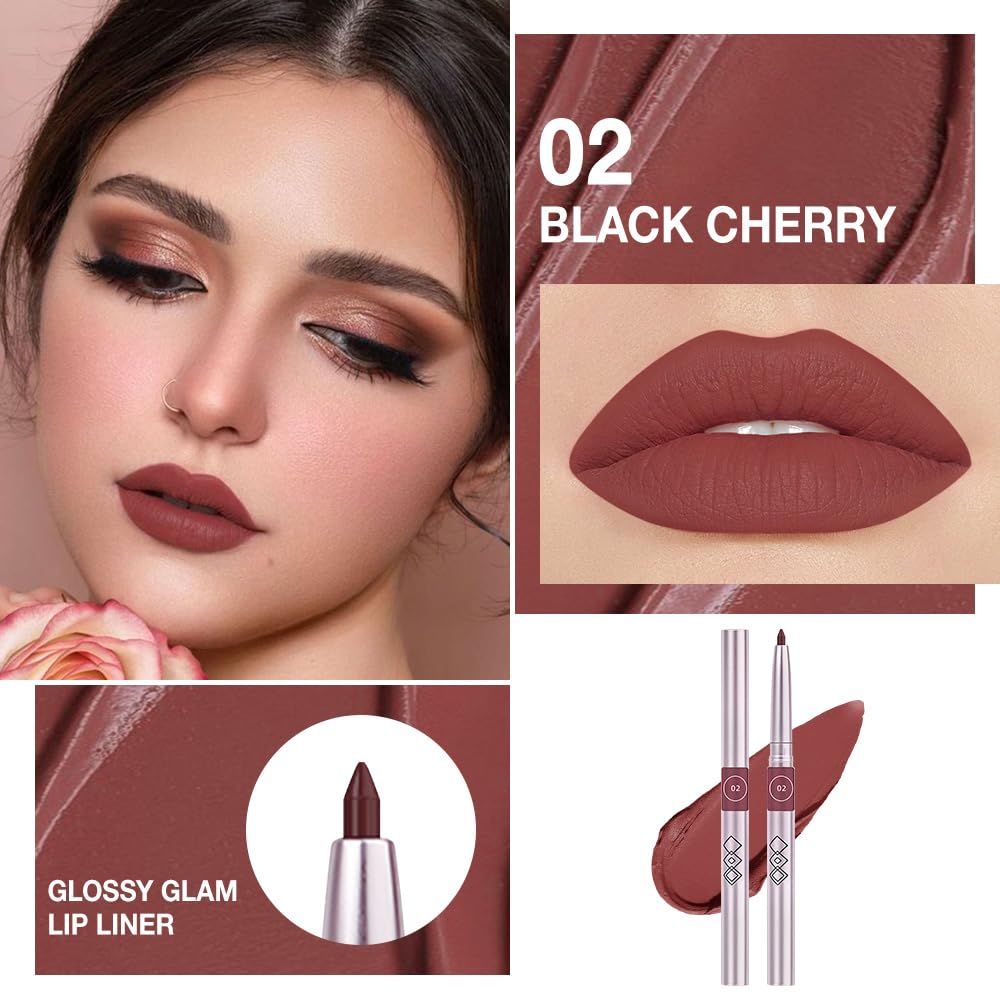 FeiCuiYun Retractable Lipliner Pencil Waterproof Makeup for Lip Liner and Eye Liner, Smooth and Creamy, Long Lasting Matte Finish, Vegan Beauty, Matte Velvet Pigmented Lip Liner (02#Cherry Red, 1)