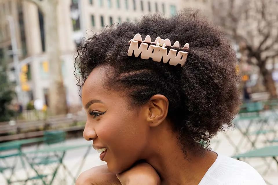 Mascella MAMA Personalized Hair Claw Clip - Custom Name Word Design, Large Strong Hold Non-Slip Hair Claw for Women, Durable Hair Accessory, Stylish Hair Clip for Everyday Wear (Pale Orchid)