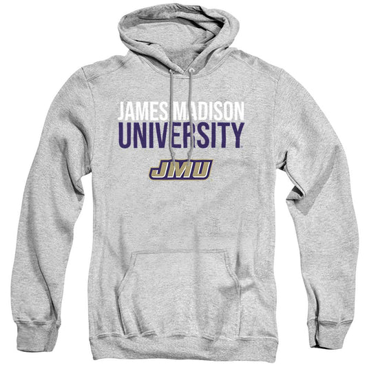 James Madison University JMU Official Stacked Unisex Adult Pull-Over Hoodie,Athletic Heather, Large