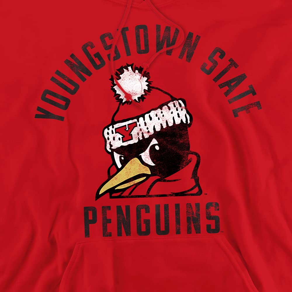 Youngstown State University Official Ysu Penguins Logo Unisex Adult Pull-Over Hoodie,Red, Medium