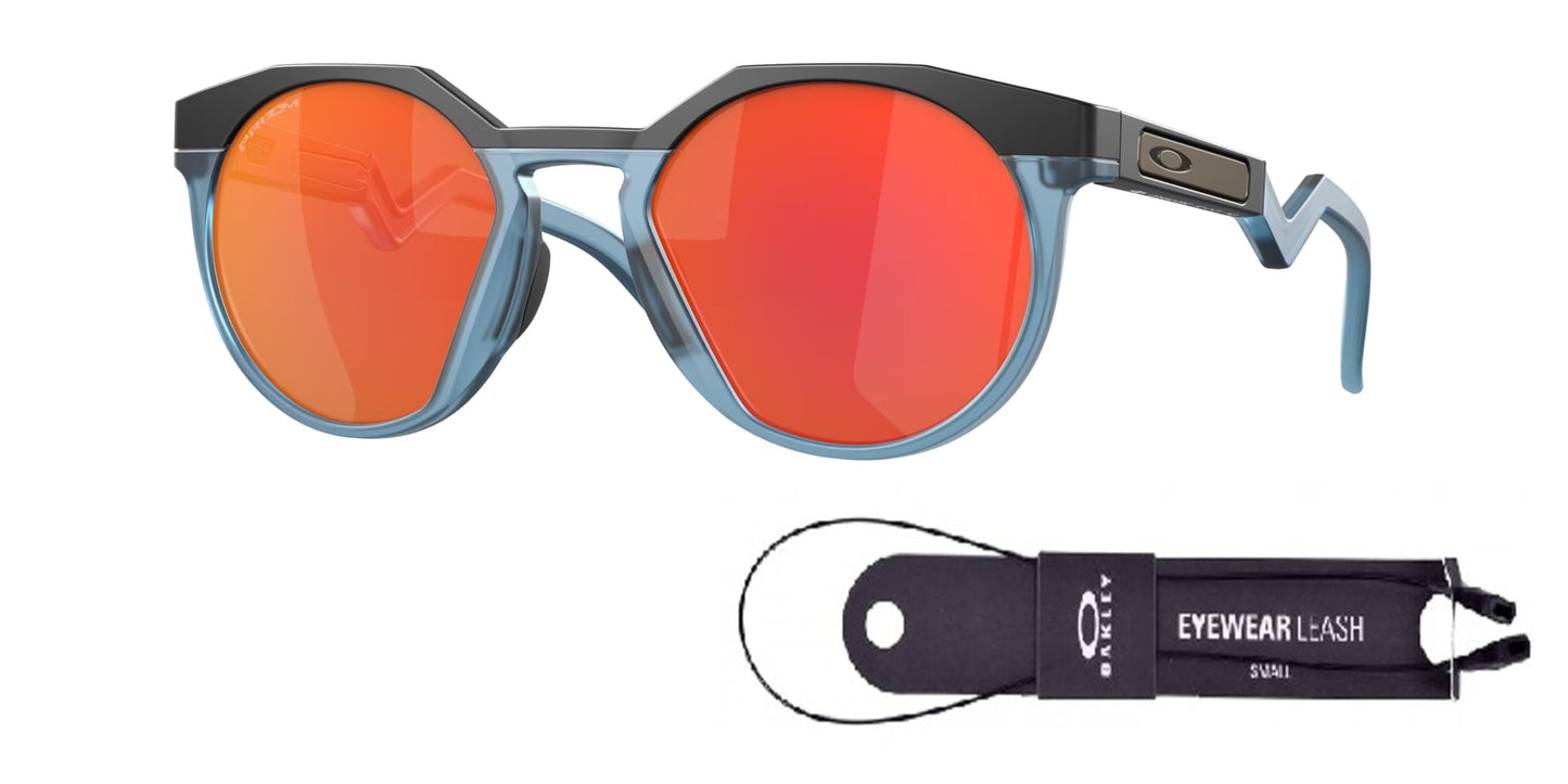 Oakley oo9242 924208 52mm matte black/prizm ruby round sunglasses for men + Bundle with designer iwear complimentary eyewear kit