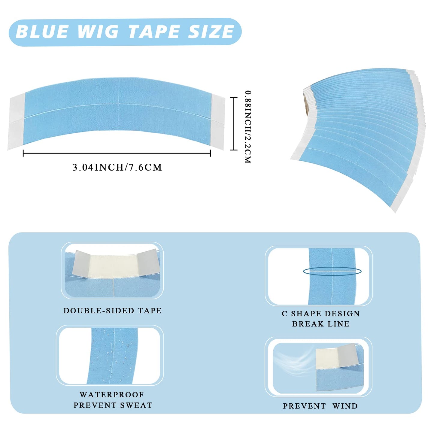 36pc Wig Tape Double Sided Waterproof Kinky Lace Wig Adhesive Tape for Toupee Hairpiece Extension with Hair Wax Edge Control Wax