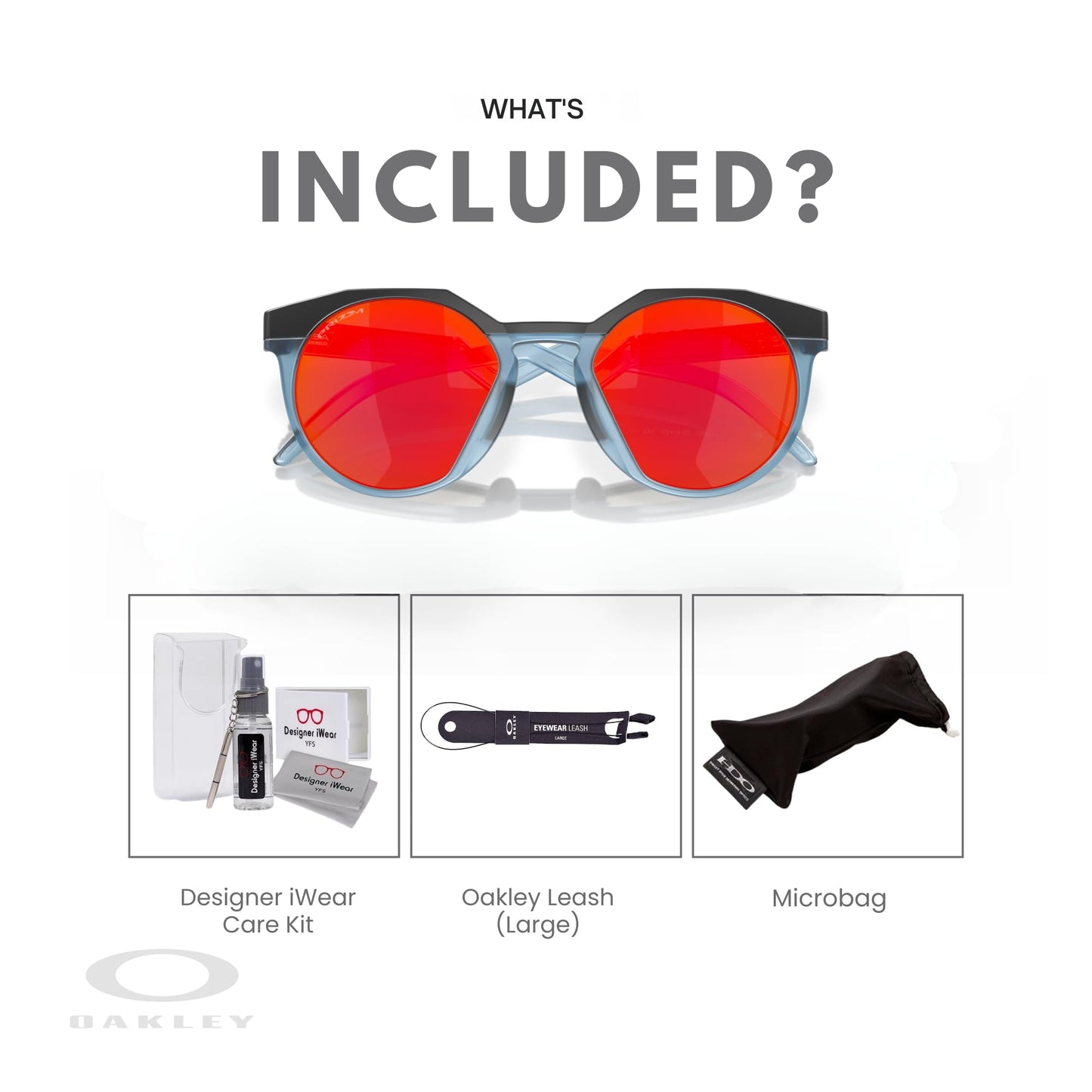 Oakley oo9242 924208 52mm matte black/prizm ruby round sunglasses for men + Bundle with designer iwear complimentary eyewear kit