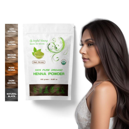 100% Organic Henna Hair Color – Natural, Chemical-Free Hair Dye for Rich, Vibrant Color & Gloss – Grey Coverage, Safe for All Hair Types, Vegan Non-Toxic, Herbal Hair Treatment (DARK BROWN)