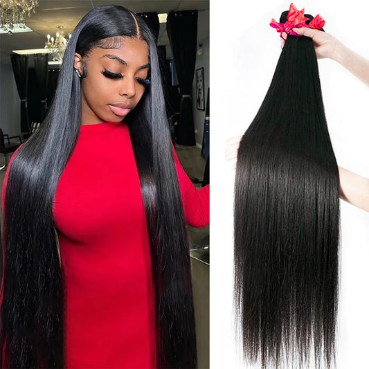 10A Straight Bundles Human Hair 22 24 26 Inch Brazilian Straight Human Hair 3 Bundles 100% Unprocessed Virgin Remy Weave Bundles Human Hair 1B Natural Black