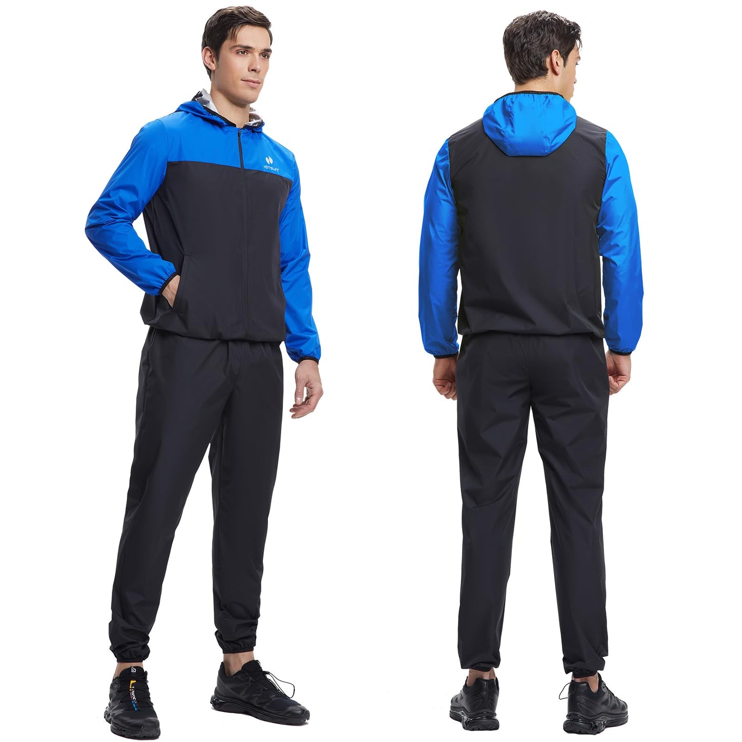HOTSUIT Sauna Suit for Men Sweat Suits Gym Workout Exercise Sauna Jacket Pant Full Body, Blue, S