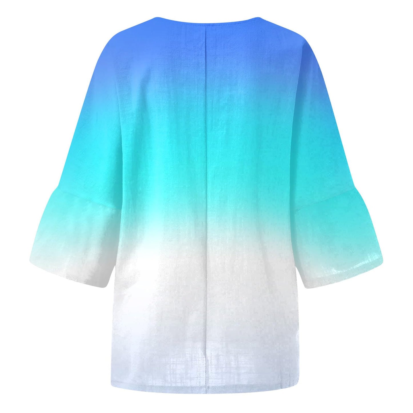 3/4 Sleeve T Shirts for Women Crew Neck Plus Size Linen Tops Split Hem Loose Fit Dressy Blouses 3/4 Length Sleeve Womens Tops Summer Tops for Women 2024 Trendy, Blue, X-Large