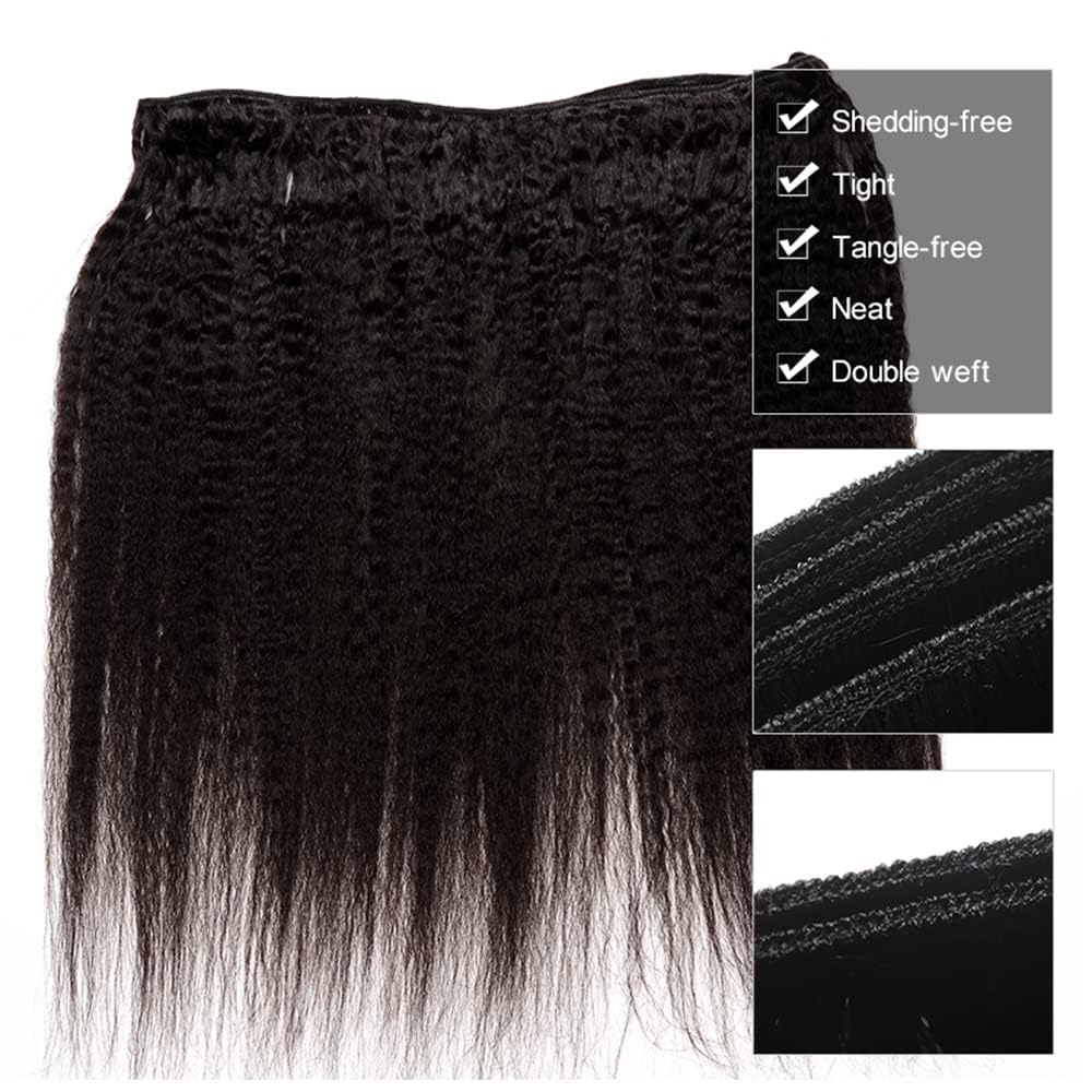 Habiliana Bundles Human Hair Yaki Wave Natural Human Hair Bundles Unprocessed Brazilian Virgin Hair Bundles Natural Human Hair Quick Weave Hair Extension