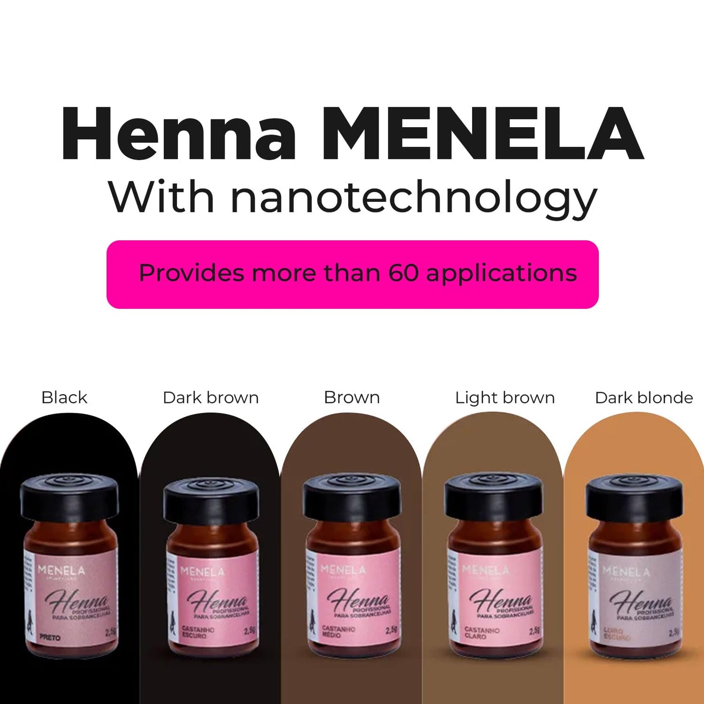 MENELA Eyebrow Henna Tint - Light Brown Brow Dye with Bamboo Extract for Fuller, Defined Brows - 2.5g Henna & 15ml Fixer - Easy-to-Use Eyebrow Tinting Kit