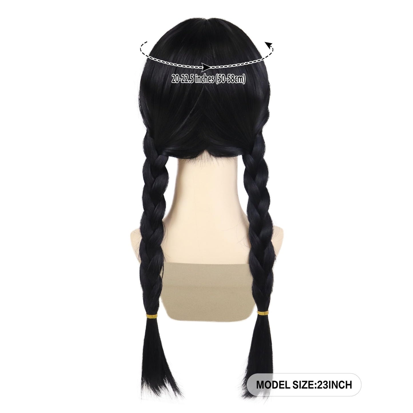 GNIMEGIL 23inch Long Black Braided Wigs for Women Cosplay Halloween Costume Small Petite Size Wig