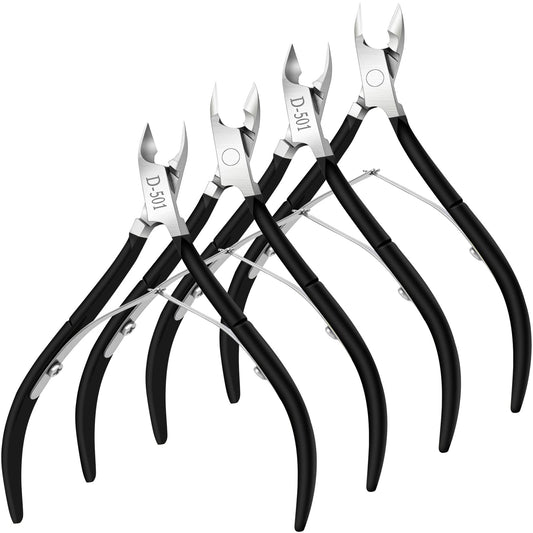 4 Packs Cuticle Nipper, Premium Stainless Steel Cuticle Trimmer for Manicure & Pedicure at Home/Spa/Salon [Black]