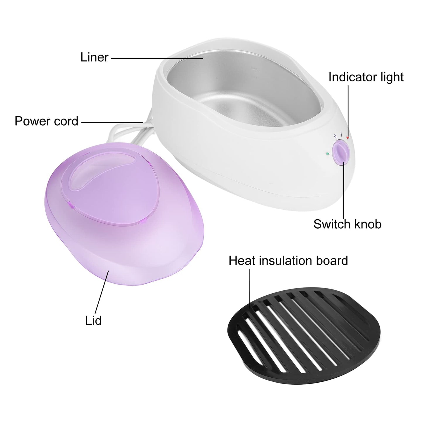 2.3L Paraffin Wax Machine for Hand and Feet with Heat Insulation, Aluminum Alloy Liner, Soothes and Moisturizes Dry Skin (110V US Plug)