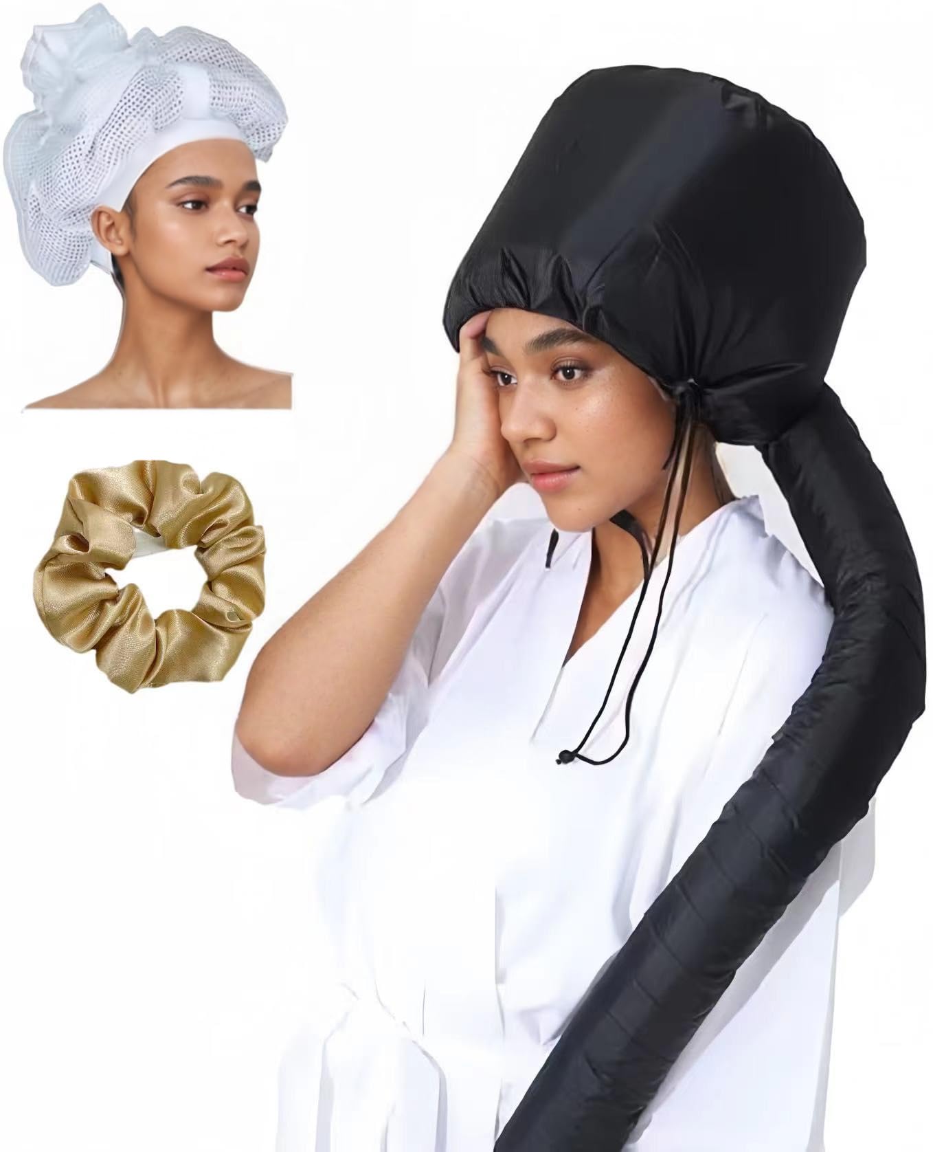 Hair Dryer Bonnet with Plopping Net,Hair Drying Bonnet for Blow Dryer,Portable Home Deep Conditioning Hair Care Hot Cap，Speed Up The Drying
