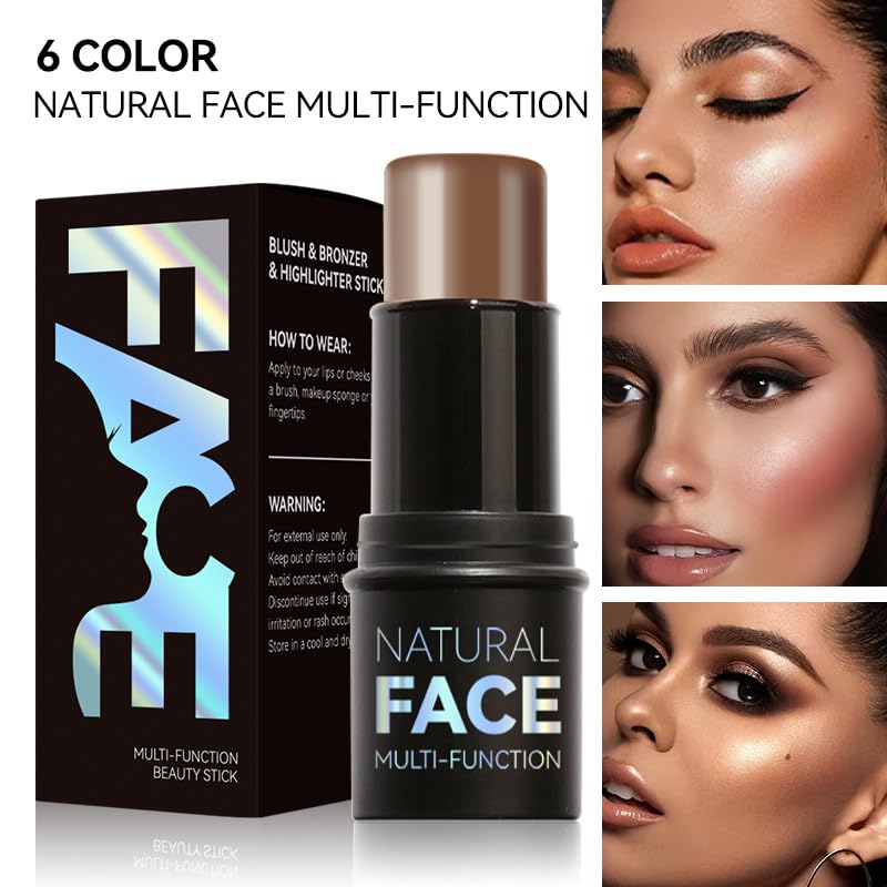 3 Pcs Face Contour Sticks Set - Shades with Highlighter & Blush Sculpted Complexion Wand - Long Lasting Natural Buildable Highlighters & Contouring Bronzer (02, 03, 04)