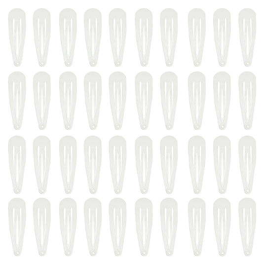 40 Counts White Color Metal Snap Hair Clips 2 Inch Barrettes for Women Accessories