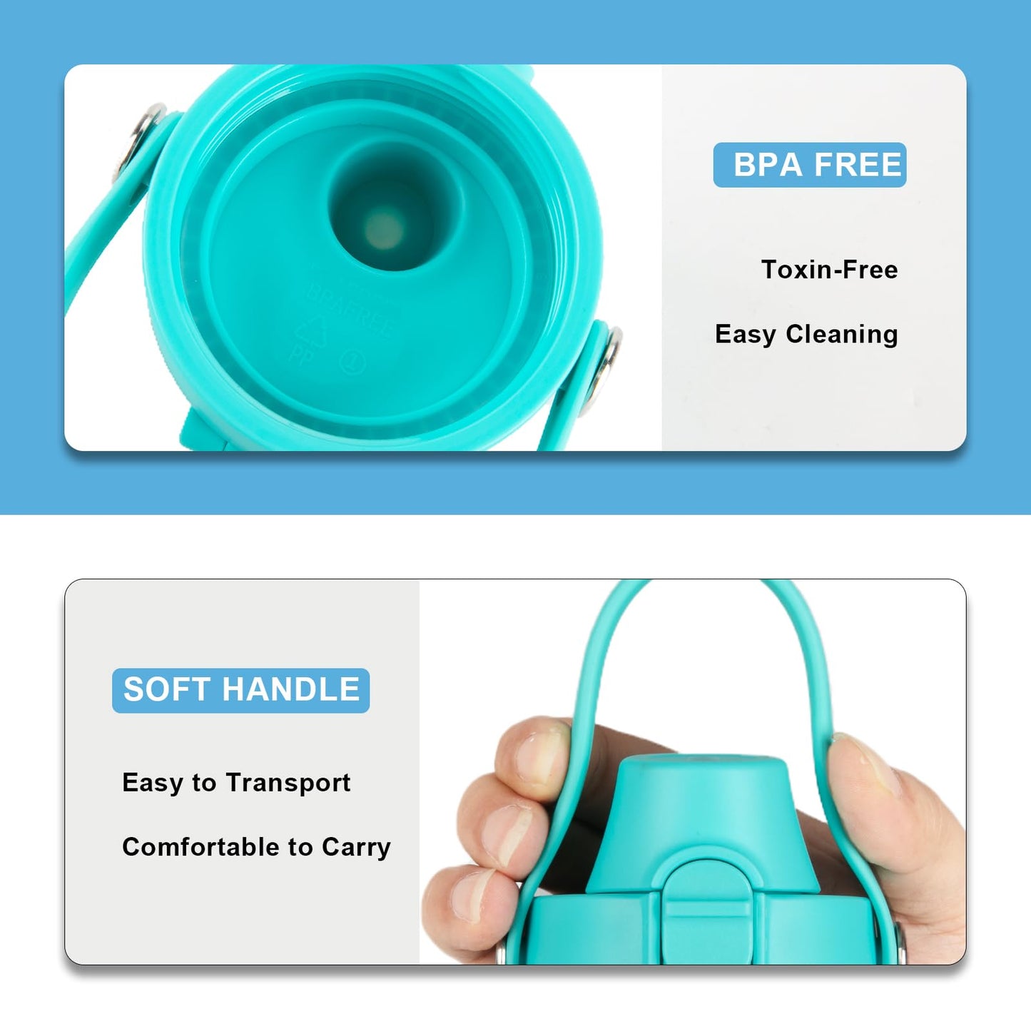 EIPOSAU Auto Flip Lid for Hydro Flask Wide Mouth, Great Spout Lid for Simple Modern, Fits for Iron Flask and Other Brands, Replacement Lid with Button Lock, Seafoam