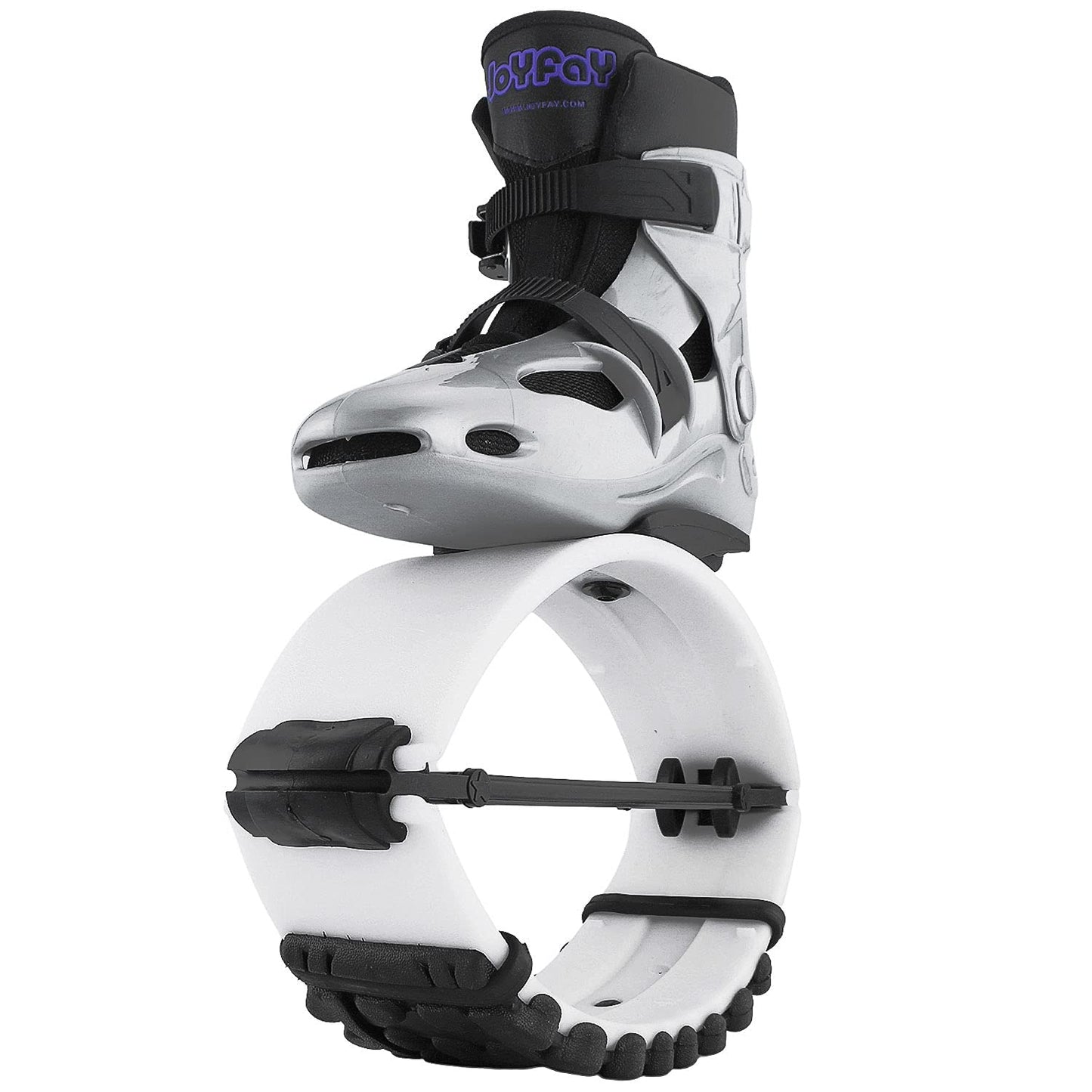 Joyfay Jumping Shoes -Grey, Black and White Jump Shoes for Athletes and Heavier Users -Professional Fitness Bounce Shoes for Women and Men -Special Edition Jump Boots with 4 pcs Tension Springs (L)