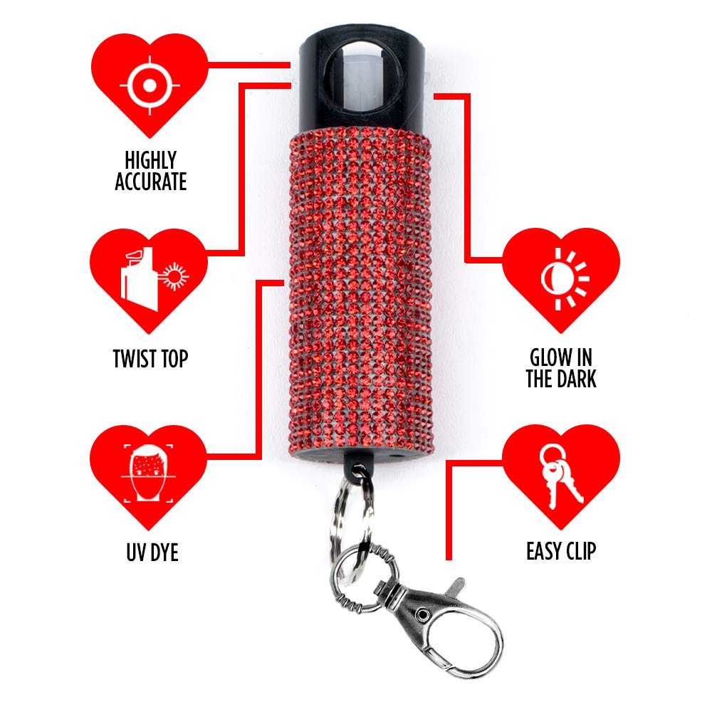 Guard Dog Security Bling it On Pepper Spray, Keychain with Safety Twist Top, Mini and Easy Carry, Lightweight and Fashionable, Maximum Police Strength OC Spray, 16 Feet Range, 0.5 fl oz