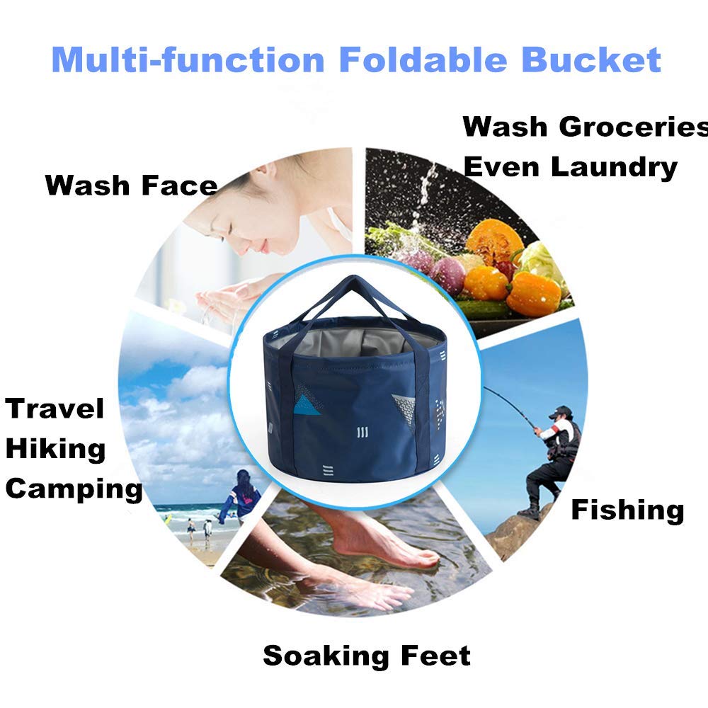 14L Collapsible Foot Soaking Bath Basin Bag with Handles for Kids, Portable Pedicure Feet Spa Bucket Tub for Travel Camping