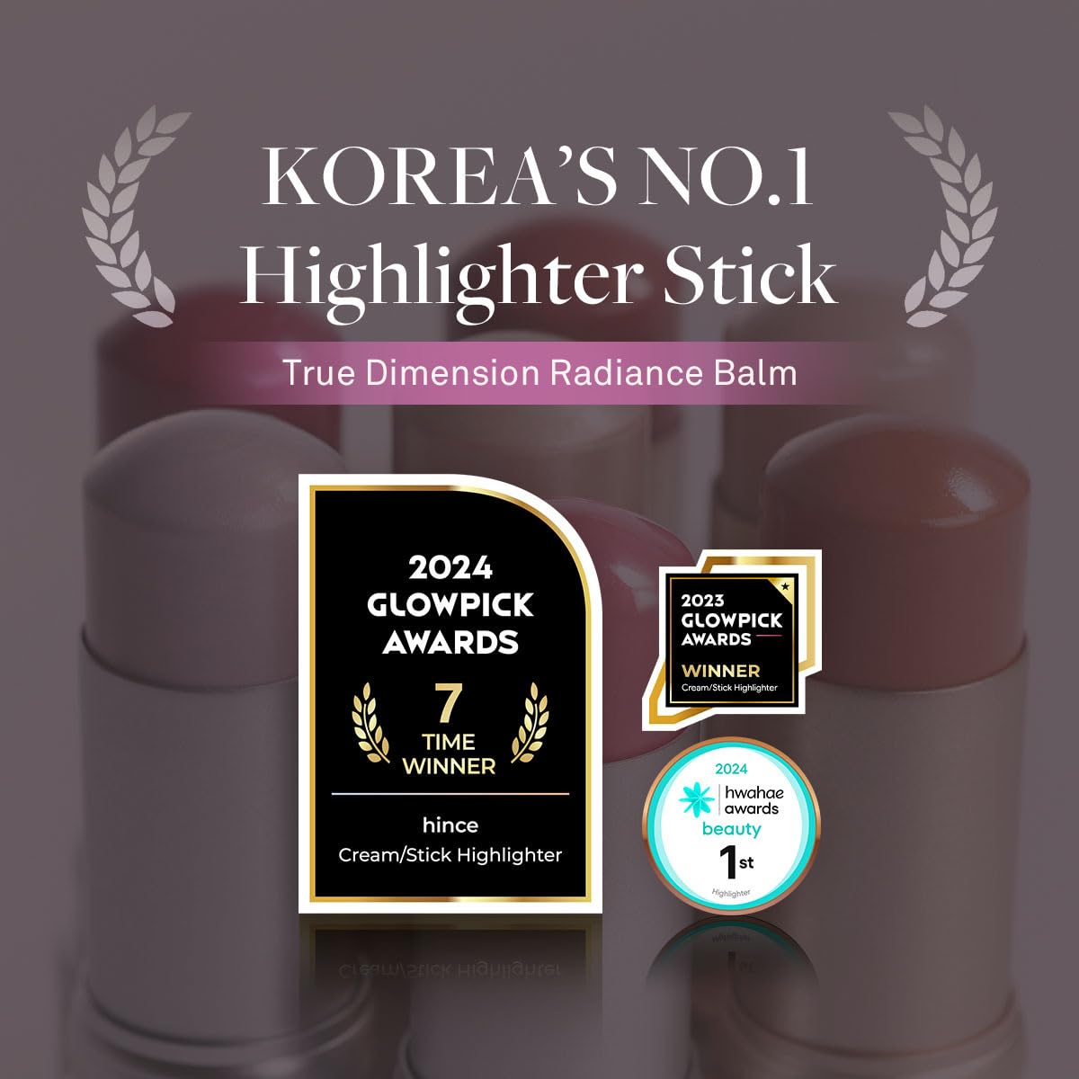 hince True Dimension Radiance Balm 10g - Shimmer Glow Face Highlighter Stick, Translucent Colors, Cream Blush Stick, Glass Skin in a Balm, Korean Beauty, Natural Makeup (GLEAMING, LT003)