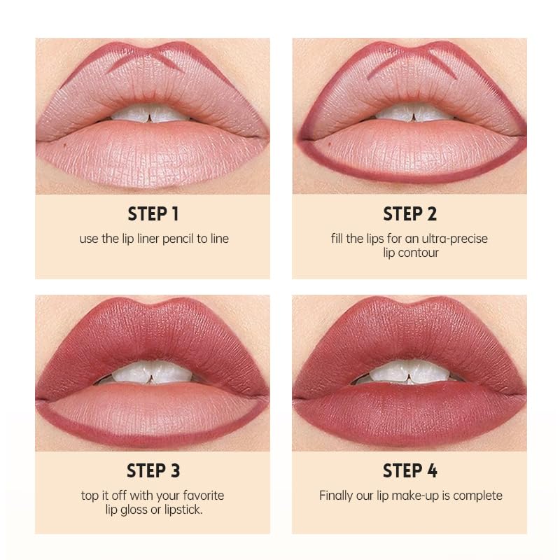12 Pcs Pink Nude Brown Lip Liner Makeup Set - Waterproof & Smudge-Proof Matte Pencil Lip Liner Pack, Long-Lasting & Durable, Smooth & Easy Glide, Non-Smudge, Contouring, Filling & Layering (Set B)
