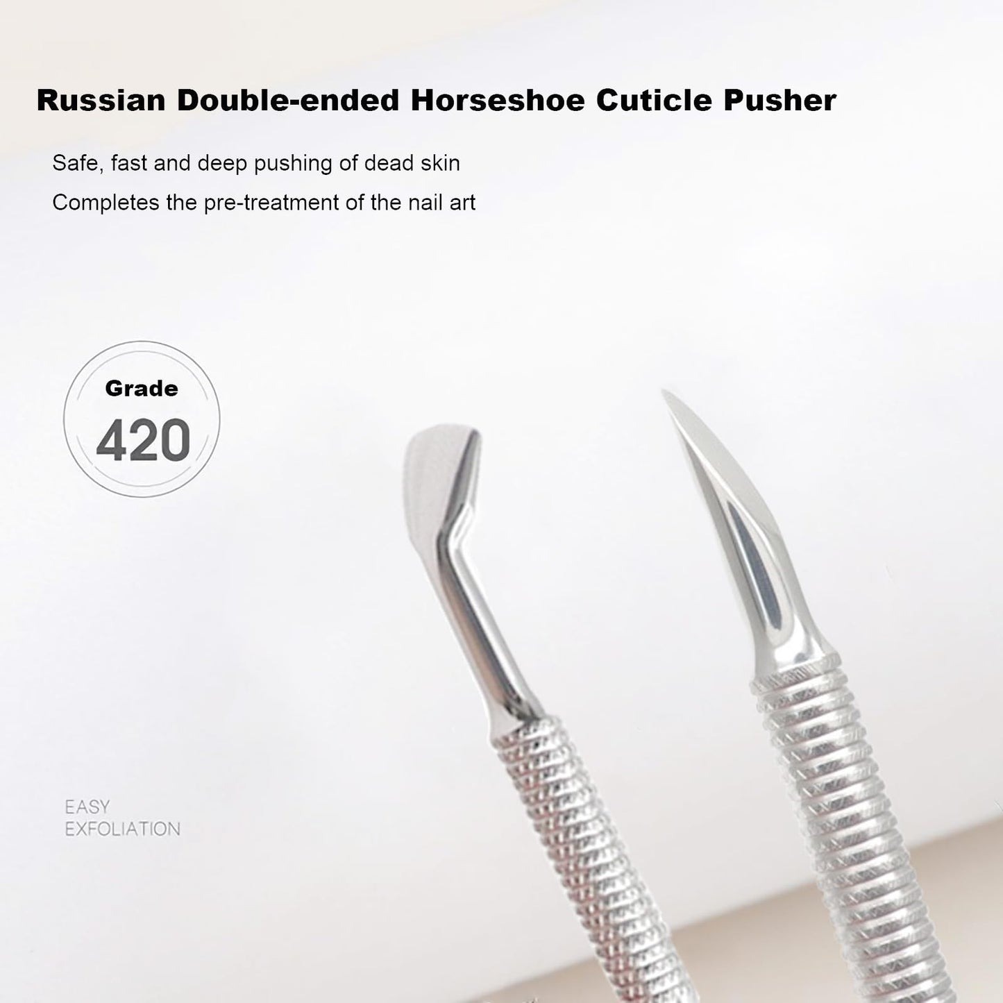 HaimiLiya Pre-treatment Cuticle Pusher, Russian Prep Nail Pushers, Dual Ended Cuticle Remover with 100/180 Grit Sandpaper Sheets, Nail Care for Manicure Pedicure Nail Art