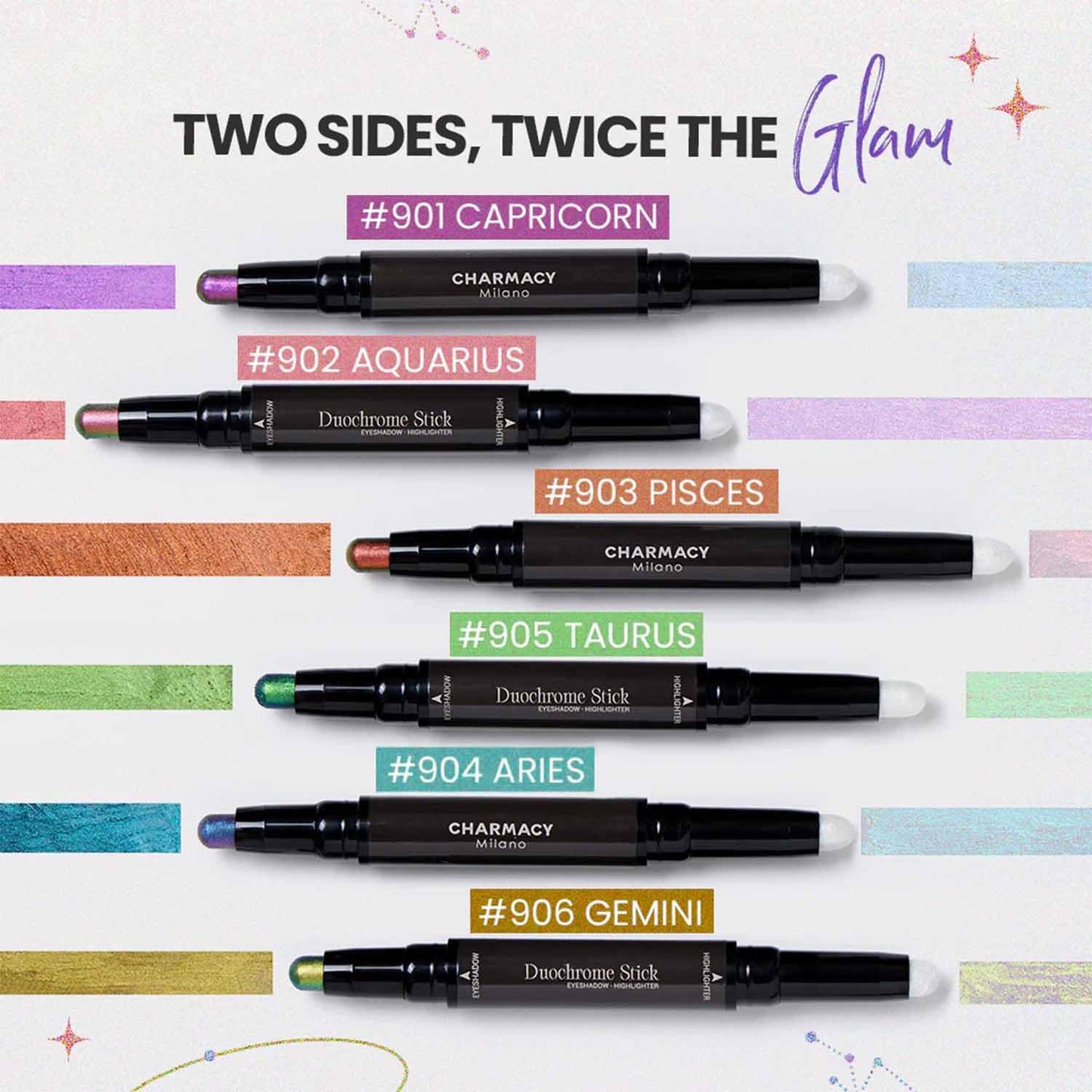 CHARMACY Multichrome 2 in 1 Cream Eyeshadow Stick, Waterproof Eye Brightener Highlighter Stick Makeup, High Pigmented, Smudge-Proof, Vegan & Cruelty-Free (#903)