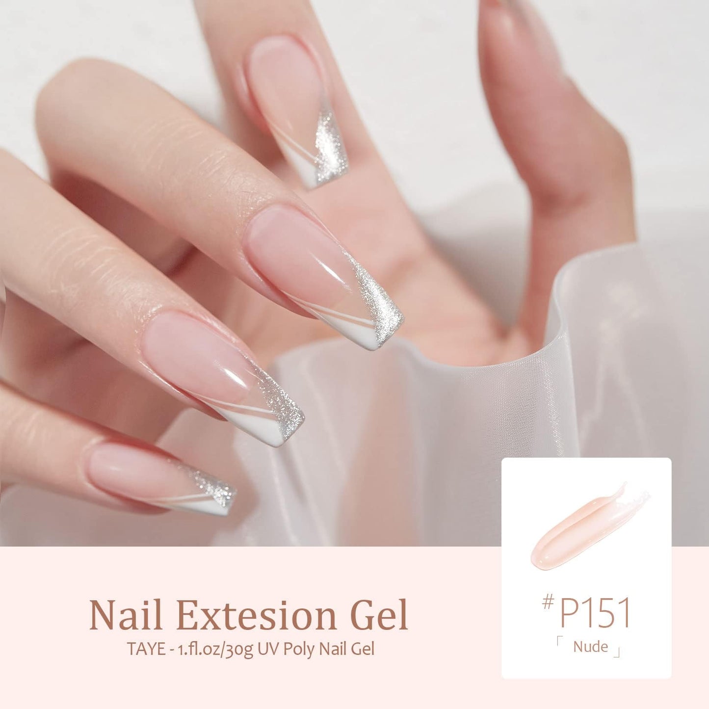 TAYE Poly Gel Set, 4 Colors Clear Pink Nude White Builder Gel Nail Enhancement Gel, 30g Nail Extension Gel for Beginner & Professional Nail Art Salon DIY Gift
