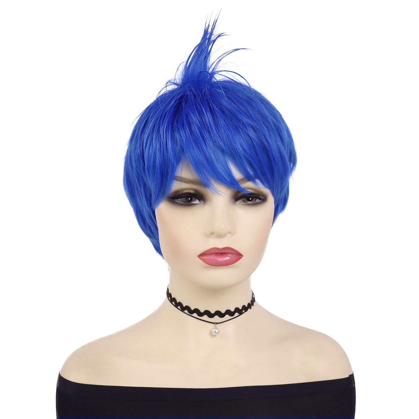 GNIMEGIL Joy Wig for Women Short Blue Hair Anime Cosplay Wig Joy Costume Synthetic Wig for Halloween Theme Party