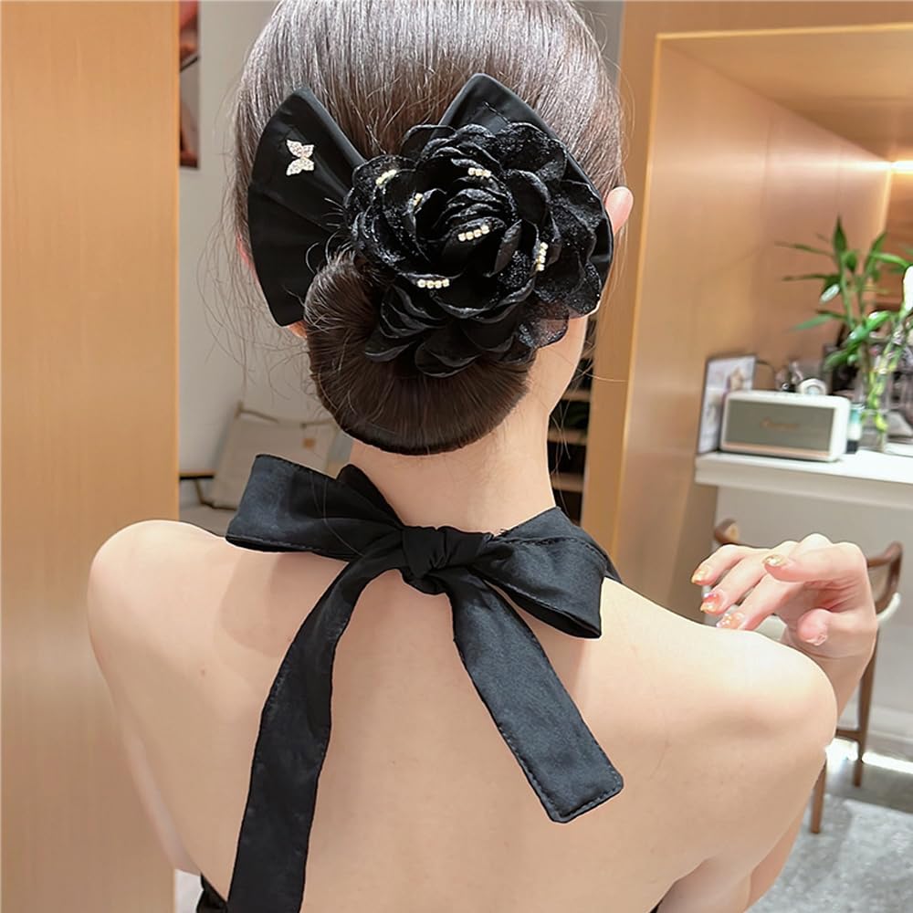 3 PACK Flexible Camellia Flower Hair Bun Makers for Women - Fashion Hair Wraps for Quick Buns, Twists, and Donut Styles