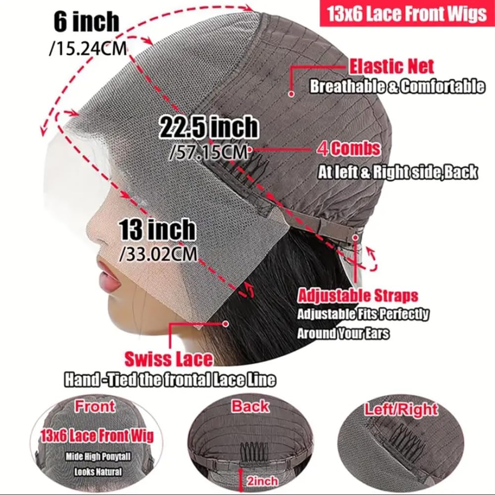 Yilike 13x6 Body Wave Lace Front Wigs Human Hair Pre Plucked Glueless Wigs Human Hair 180% Density 13x6 HD Transparent Frontal Wigs Human Hair for Women 22 Inch
