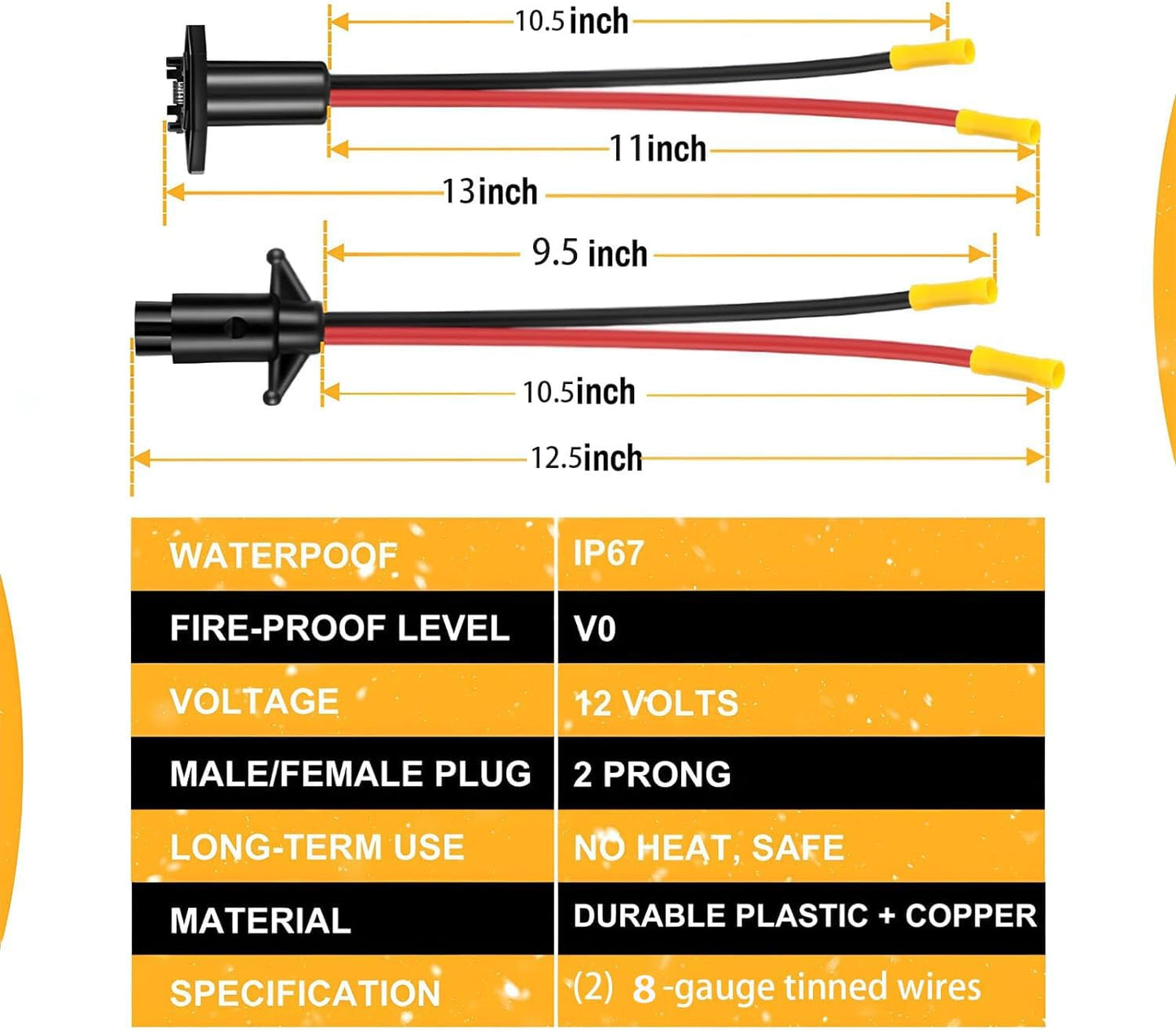 12V 8 Gauge Trolling Motor Plug and Receptacle Quick Connect Kit, Trolling Motor Plug Socket Set, 2 Wire Heavy-Duty Compatible With Minn Kota Marine Boat kayak Trolling Motor(8 Gauge)
