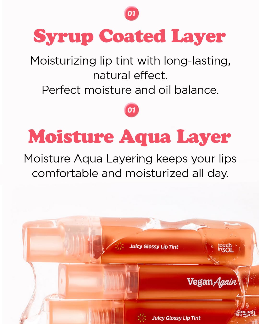 Touch in Sol Vegan Again Juicy Glossy Lip Tint - High Pigmented & Glossy Korean Lip Tint - Shiny Translucent Color - Glowy Hydrated Lips, Moisturizing and Plumping, 0.13 fl.oz. (05 Marshmellow)