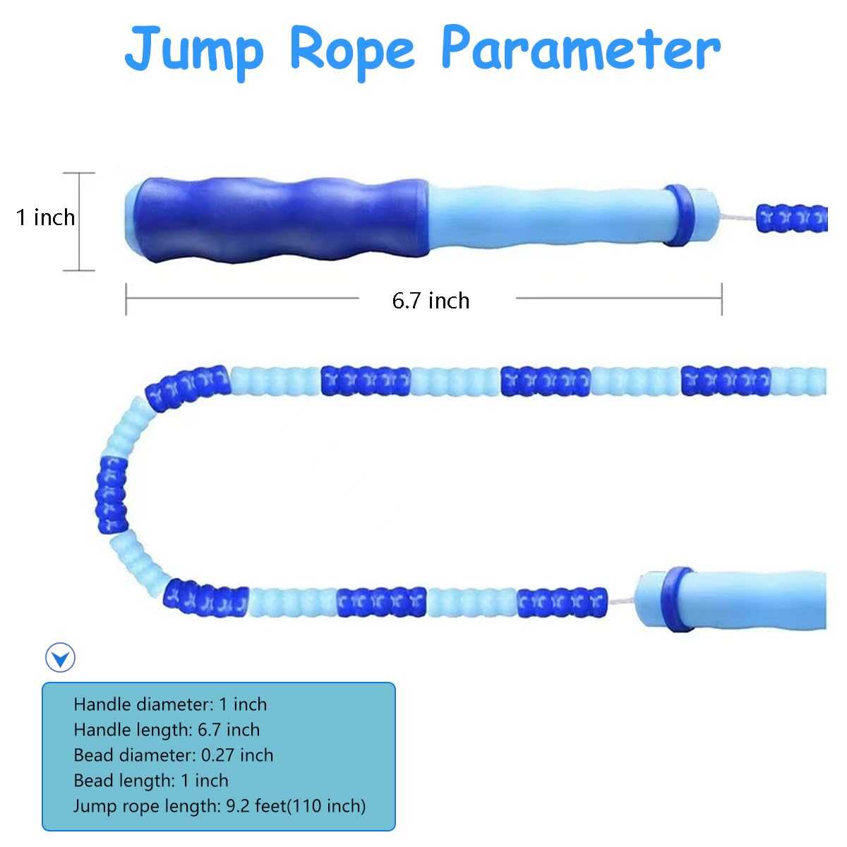 TYSISKNO 2 Pack Jump Rope for Kids Girls and Boys, Soft Beaded Jump Ropes, Adjustable Skipping Rope, Tangle-Free Segmented Rope for Kids and Adults Exercise, Workout and Weight Loss,9.2Ft(Blue&Green)