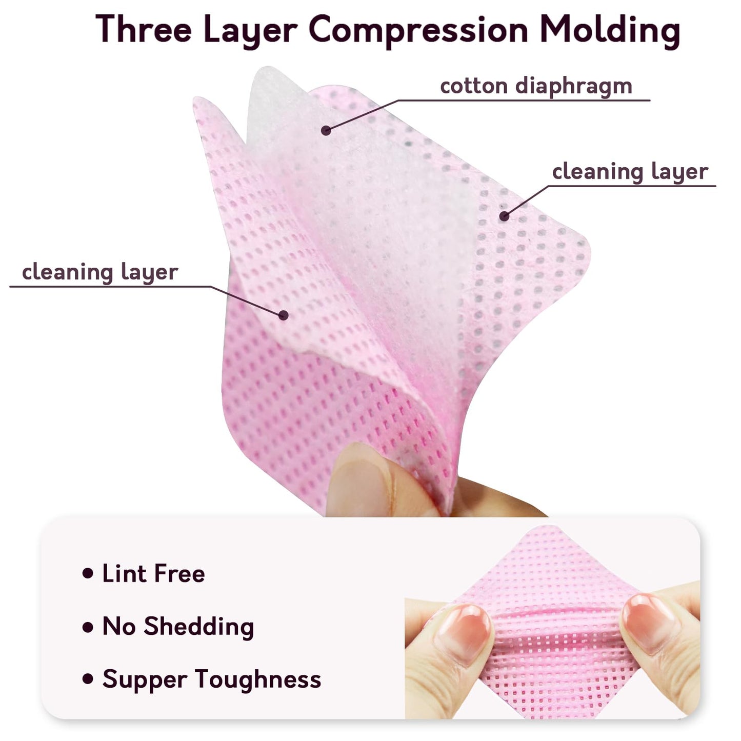 1080PCS Pink Lint-Free Nail Wipes, Non-Woven Polish Remover Wipes - Absorbent Pads for Eyelash Extensions, Nail Art & DIY Beauty Projects