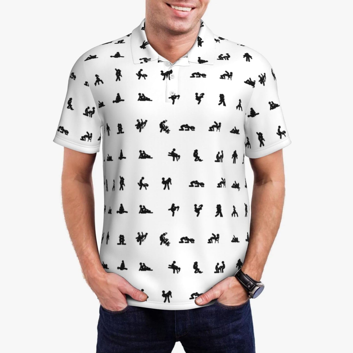 Sex Education Golf Shirts for Men, Funny Golf Polo Moisture Wicking Dry Fit Short Sleeve White