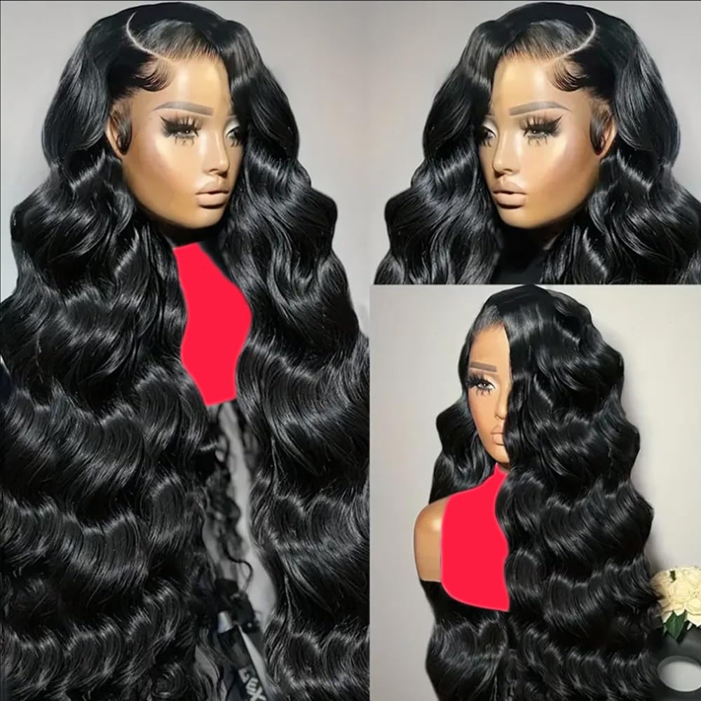 Yilike 13x6 Body Wave Lace Front Wigs Human Hair Pre Plucked Glueless Wigs Human Hair 180% Density 13x6 HD Transparent Frontal Wigs Human Hair for Women 22 Inch