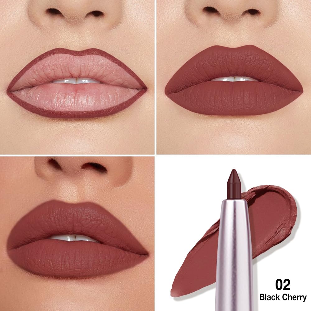 FeiCuiYun Retractable Lipliner Pencil Waterproof Makeup for Lip Liner and Eye Liner, Smooth and Creamy, Long Lasting Matte Finish, Vegan Beauty, Matte Velvet Pigmented Lip Liner (02#Cherry Red, 1)