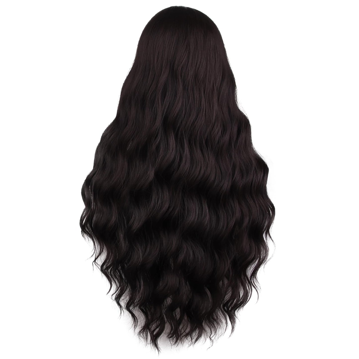 BERON Brown Wigs for Women Long Curly Wavy Hair Wig for Girls Dark Brown Color Middle Part Heat Resistant Synthetic Hair Wigs for Daily Used