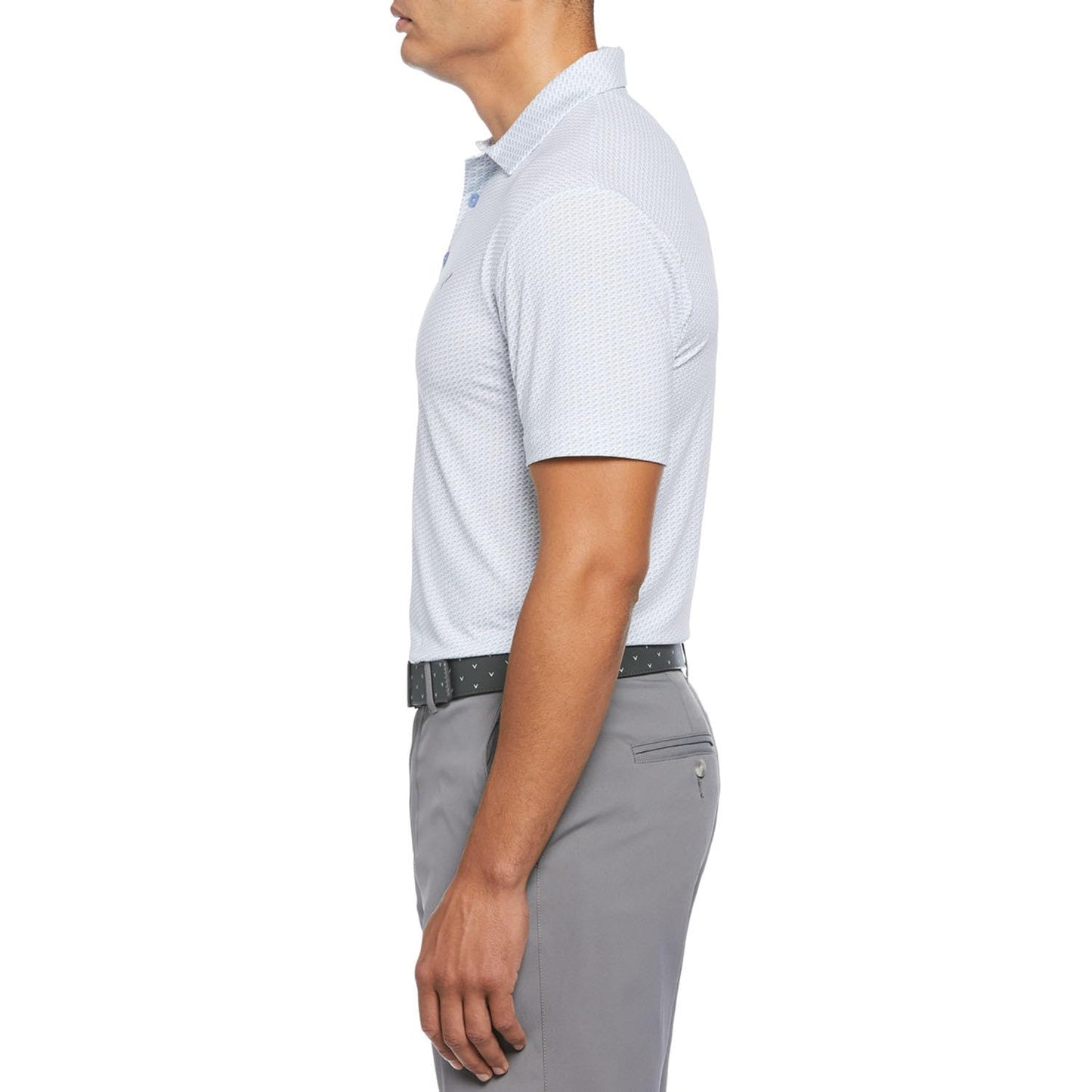 Callaway Men's Performance Short Sleeve Golf Polo (XX-Large, White Chambray)