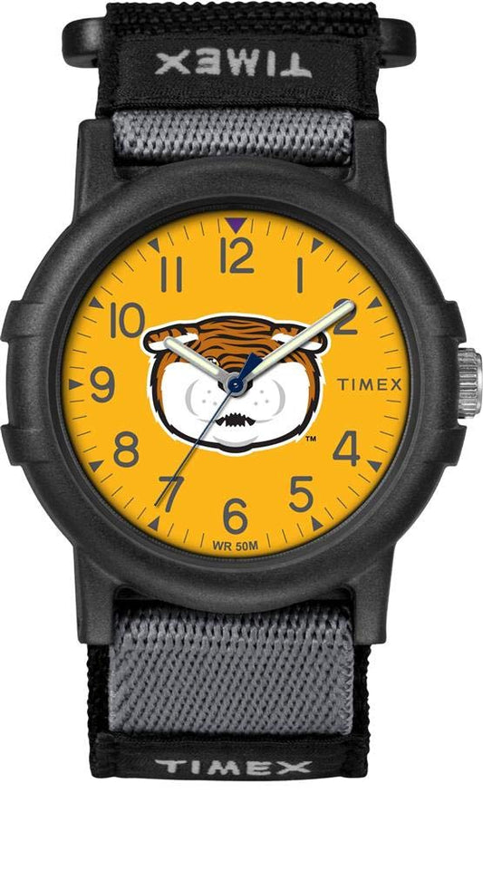 Timex Unisex Collegiate Recruit 38mm Watch – LSU Tigers with Black Fabric Strap