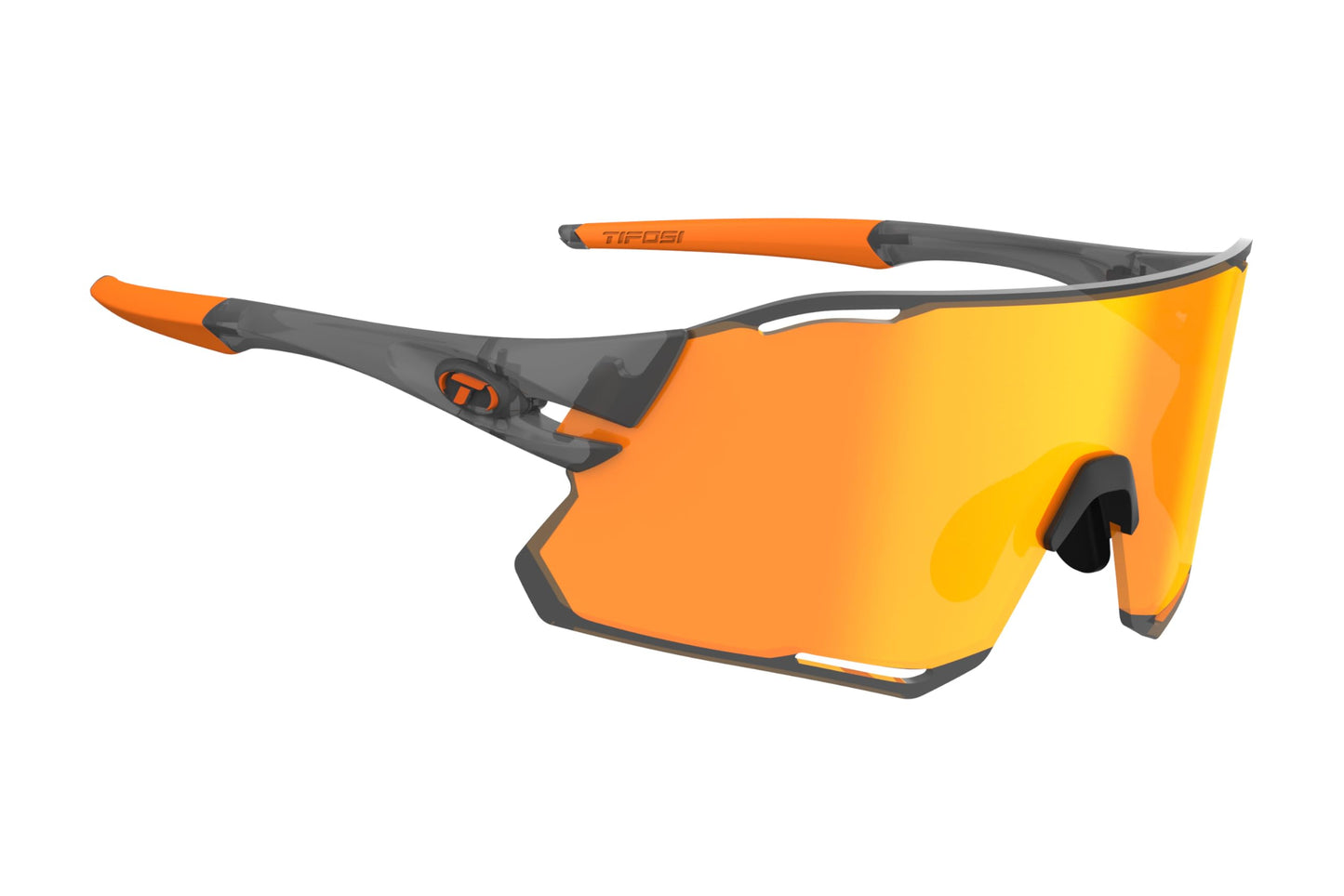 Tifosi Rail Race Cycling Sunglasses Men & Women Interchange Lens Options- Ideal For Cycling, Road, Gravel, MTB & Baseball (Satin Vapor (Clarion Orange/Clear))